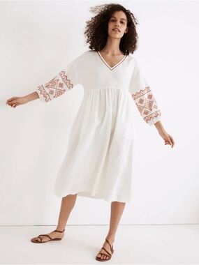 Madewell Embroidered Sleeve Midi Dress